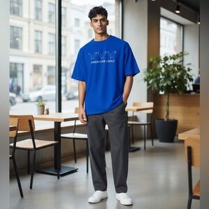AE- XS- Worn once- Blue Tee